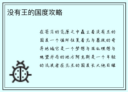 没有王的国度攻略